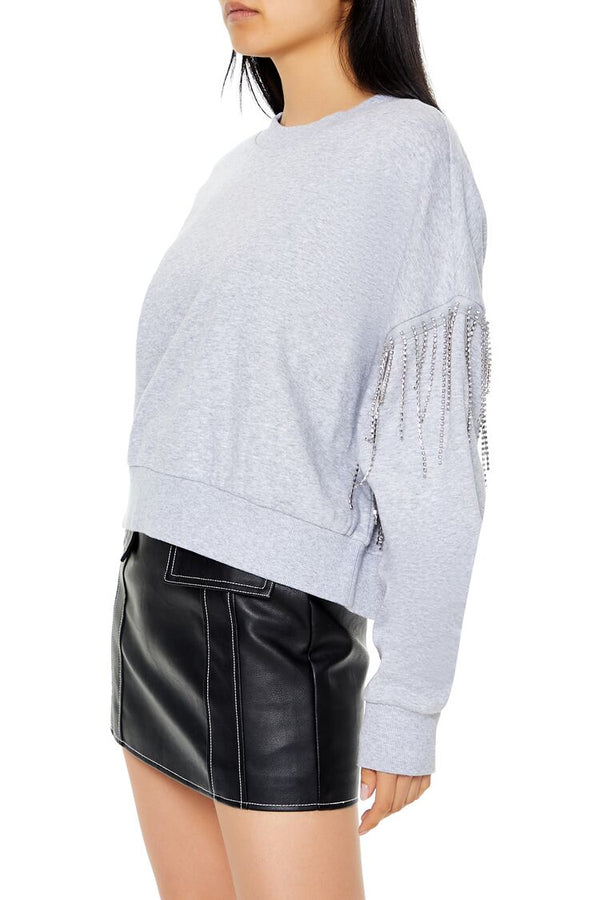 Forever 21 Rhinestone Fringe Pullover