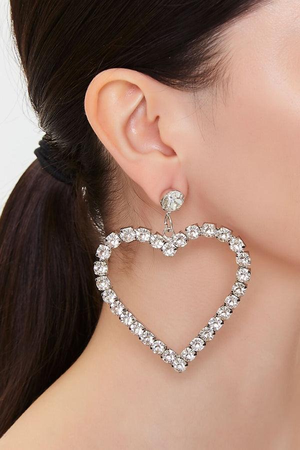 forever 21 Rhinestone Heart Drop Earrings