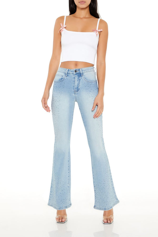 forever 21 Rhinestone High-Rise Flare Jeans