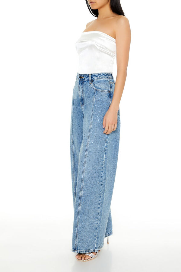 Forever 21 Rhinestone High-Rise Jeans