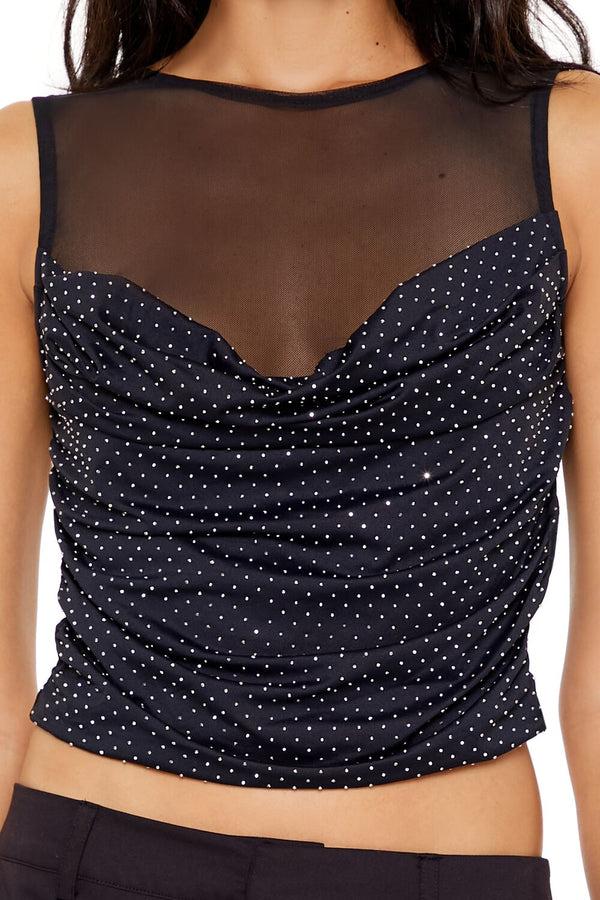 Forever 21 Rhinestone Illusion Crop Top