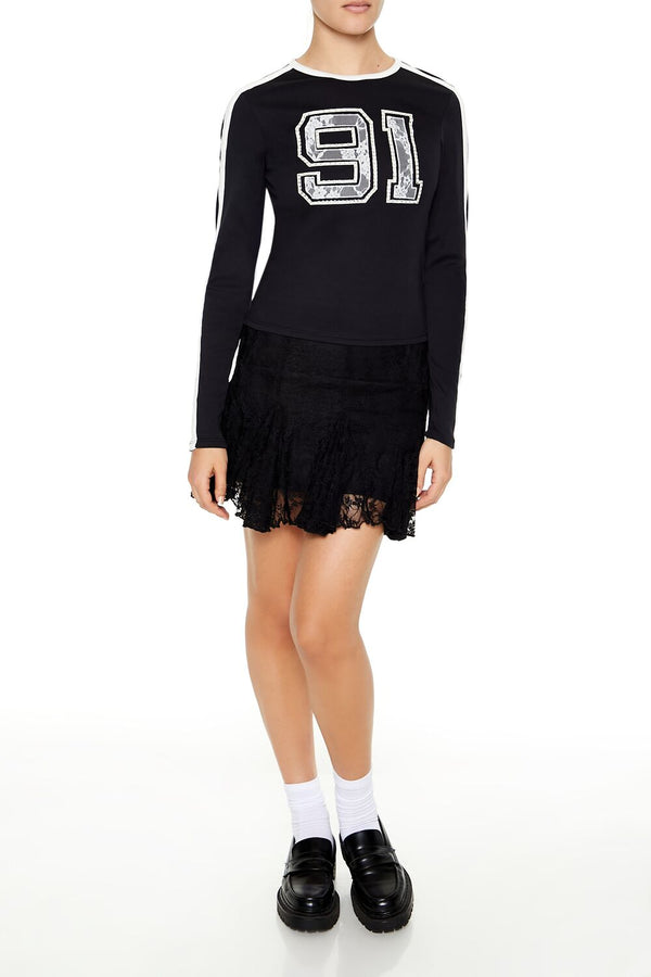 Forever 21 Rhinestone Lace 91 Tee