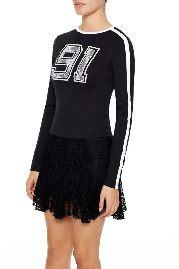 Forever 21 Rhinestone Lace 91 Tee