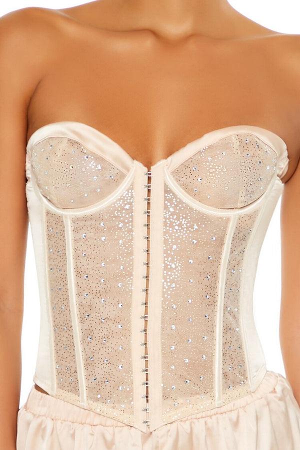 Forever 21 Rhinestone Lingerie Corset Tube Top