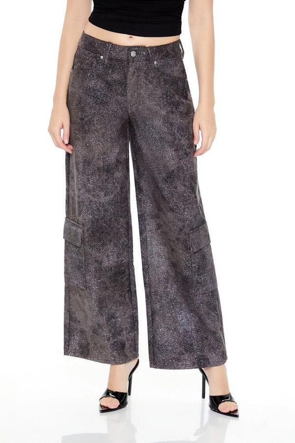 Forever 21 Rhinestone Mid-Rise Cargo Pants