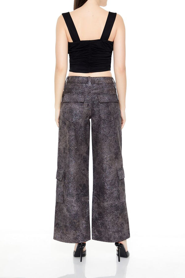 Forever 21 Rhinestone Mid-Rise Cargo Pants