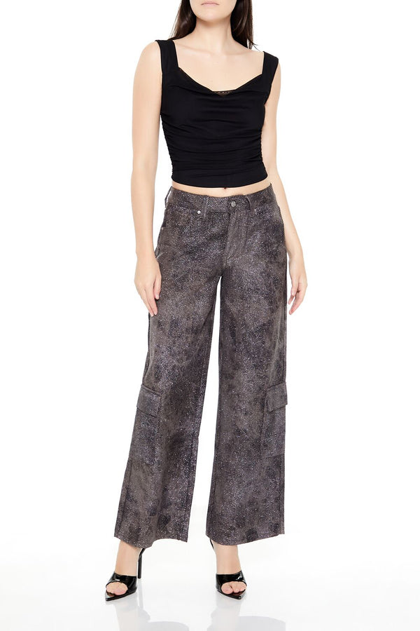 forever 21 Rhinestone Mid-Rise Cargo Pants