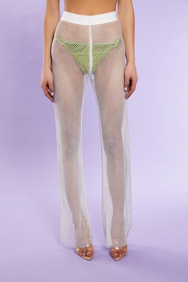Forever 21 Rhinestone Netted Wide-Leg Pants