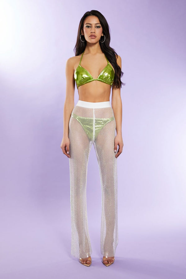 Forever 21 Rhinestone Netted Wide-Leg Pants