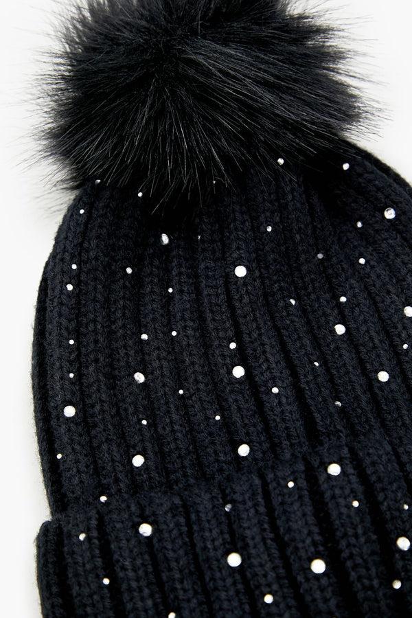 Forever 21 Rhinestone Pom Pom Beanie