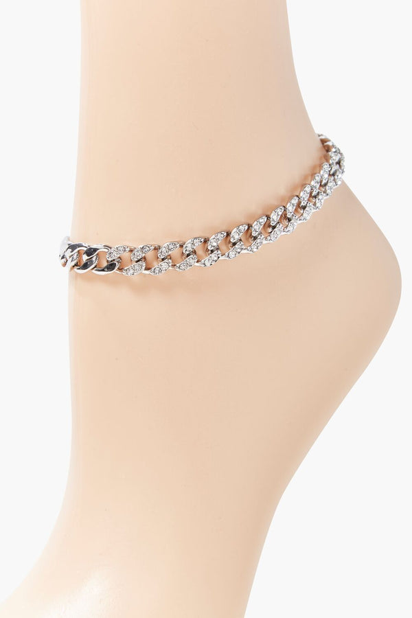 Forever 21 Rhinestone-Trim Chain Anklet