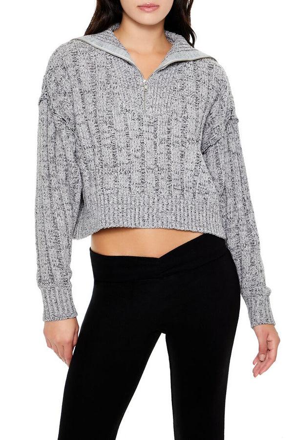 forever 21 Ribbed Half-Zip Sweater