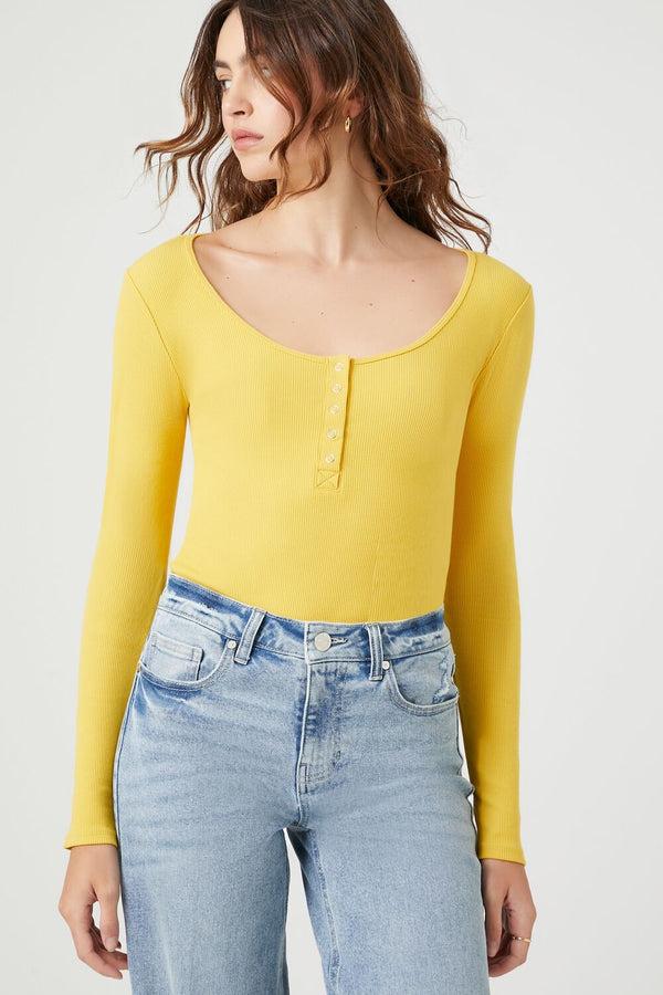forever 21 Ribbed Knit Long-Sleeve Bodysuit