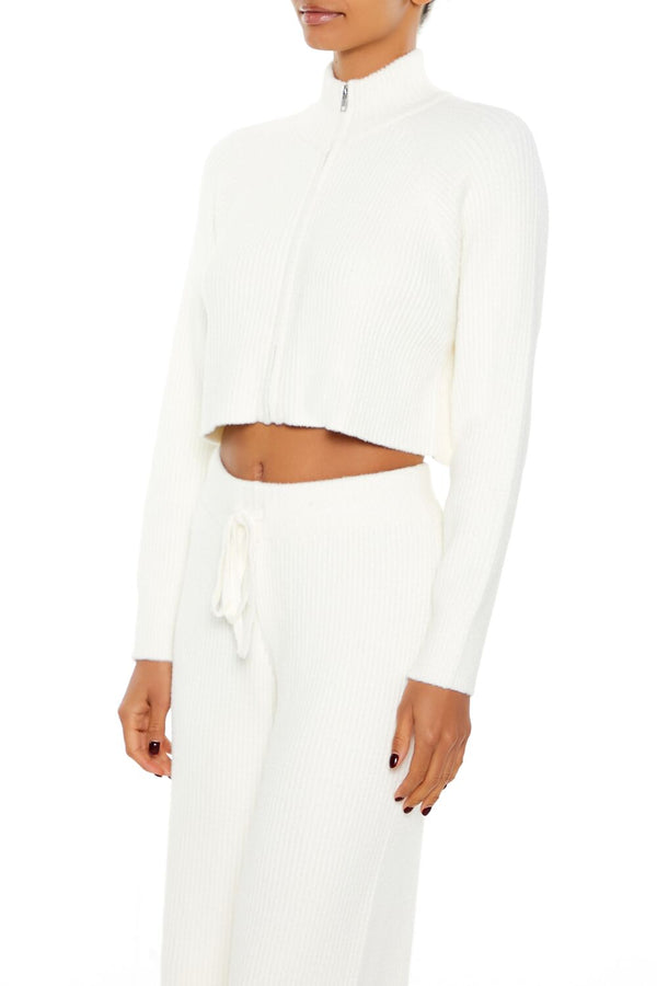Forever 21 Ribbed Knit Zip-Up Sweater