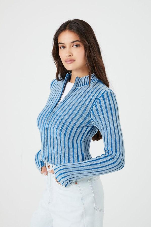 Forever 21 Ribbed Knit Zip-Up Sweater
