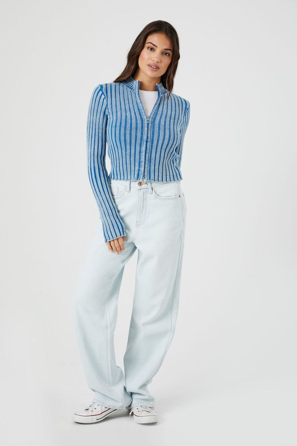 Forever 21 Ribbed Knit Zip-Up Sweater