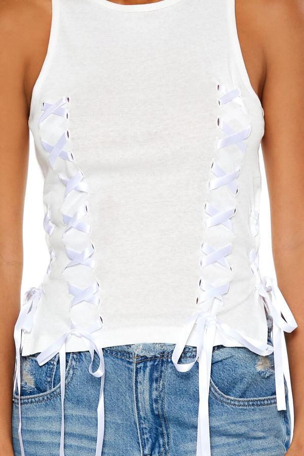 Forever 21 Ribbon Lace-Up Tank Top