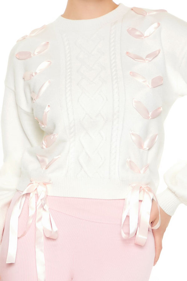 Forever 21 Ribbon-Trim Bow Sweater