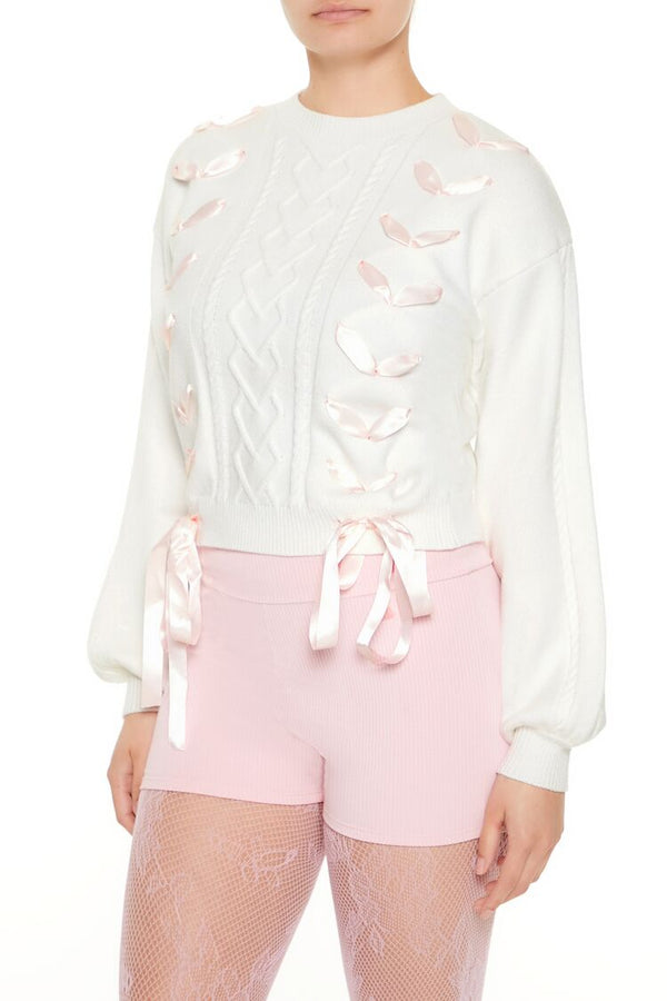Forever 21 Ribbon-Trim Bow Sweater