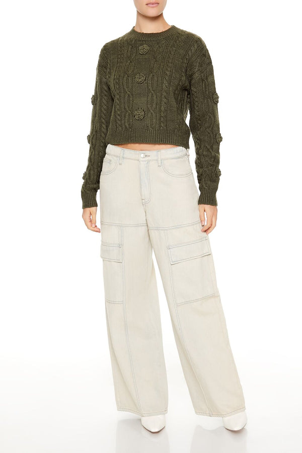 Forever 21 Rosette Cable Knit Sweater