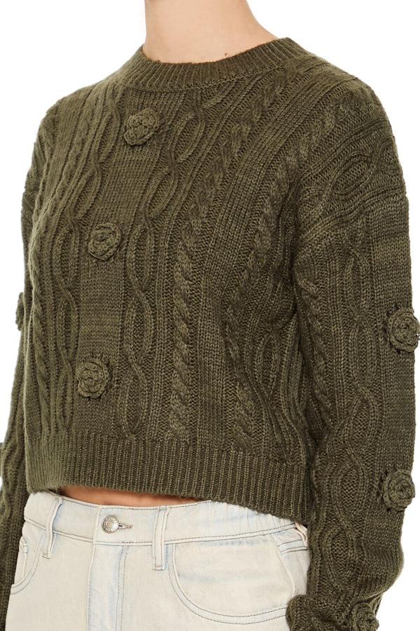 Forever 21 Rosette Cable Knit Sweater