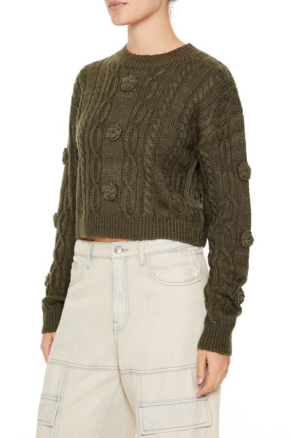 Forever 21 Rosette Cable Knit Sweater