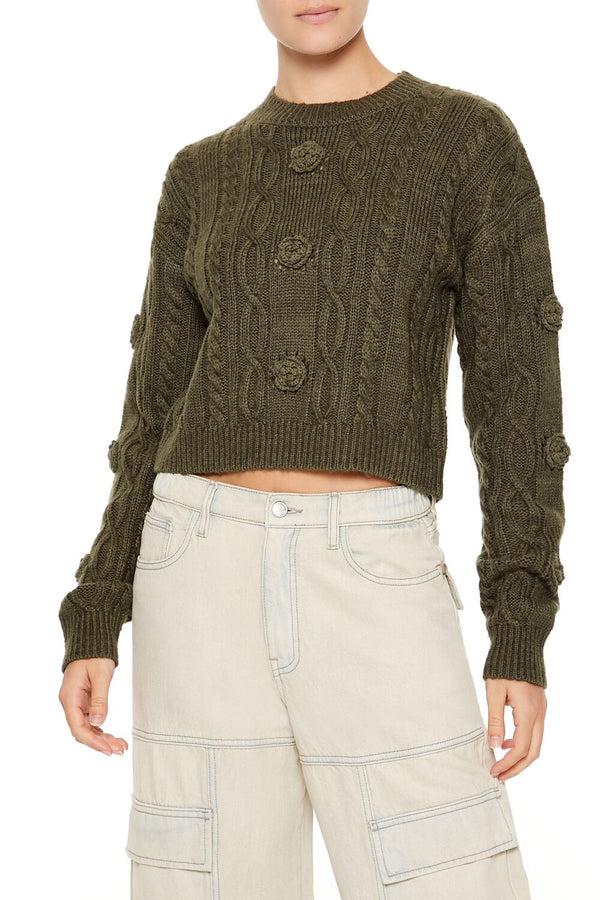 forever 21 Rosette Cable Knit Sweater