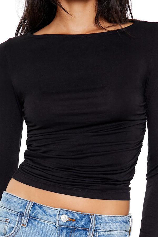 Forever 21 Ruched Boat Neck Top