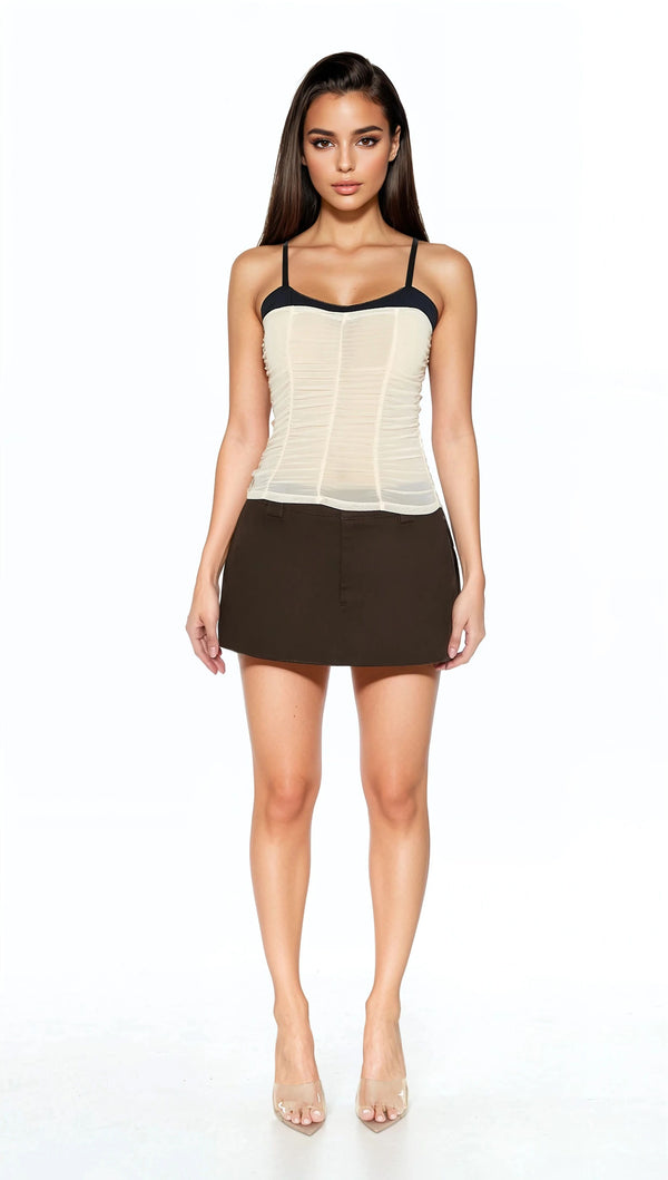forever 21 Ruched Mesh Colorblock Cami