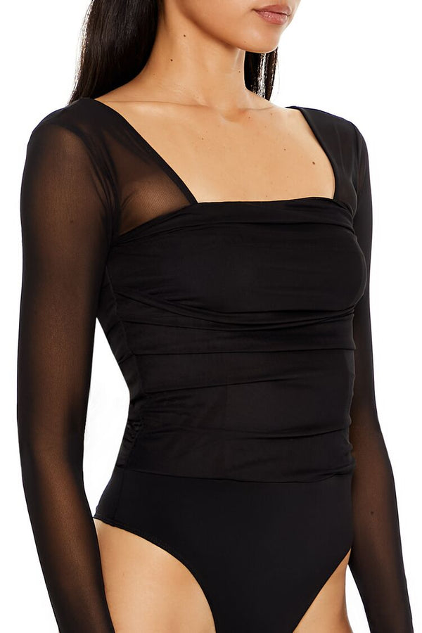 Forever 21 Ruched Mesh Thong Bodysuit