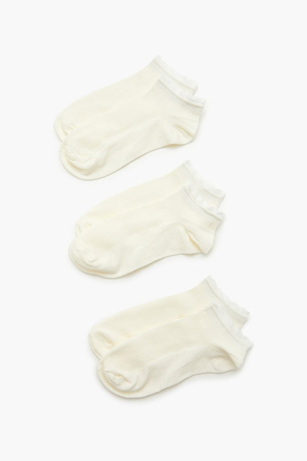 Forever 21 Ruffle-Trim Ankle Socks Set - 3 Pack