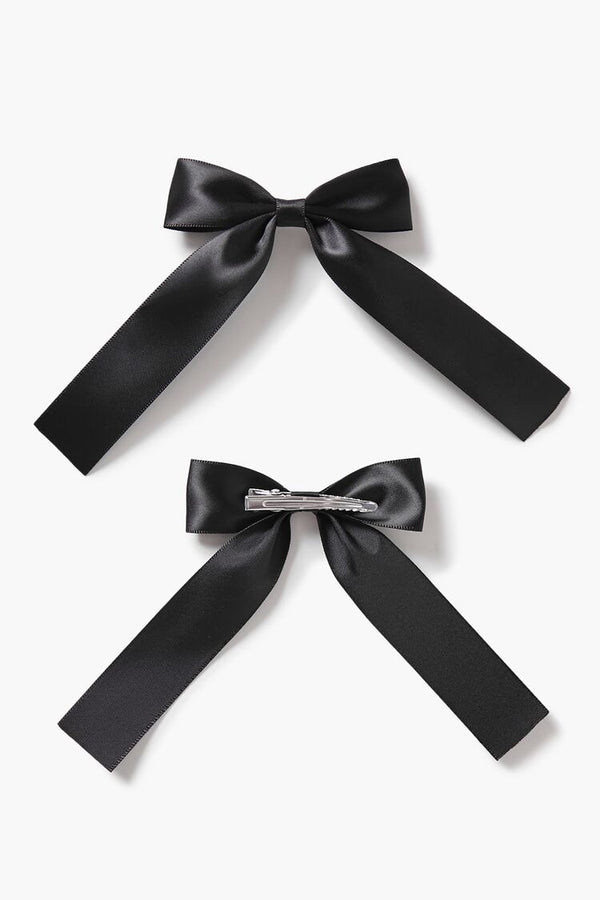 Forever 21 Satin Bow Gator Hair Clip Set