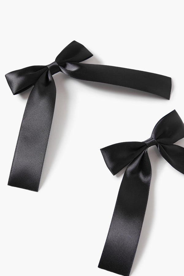 Forever 21 Satin Bow Gator Hair Clip Set