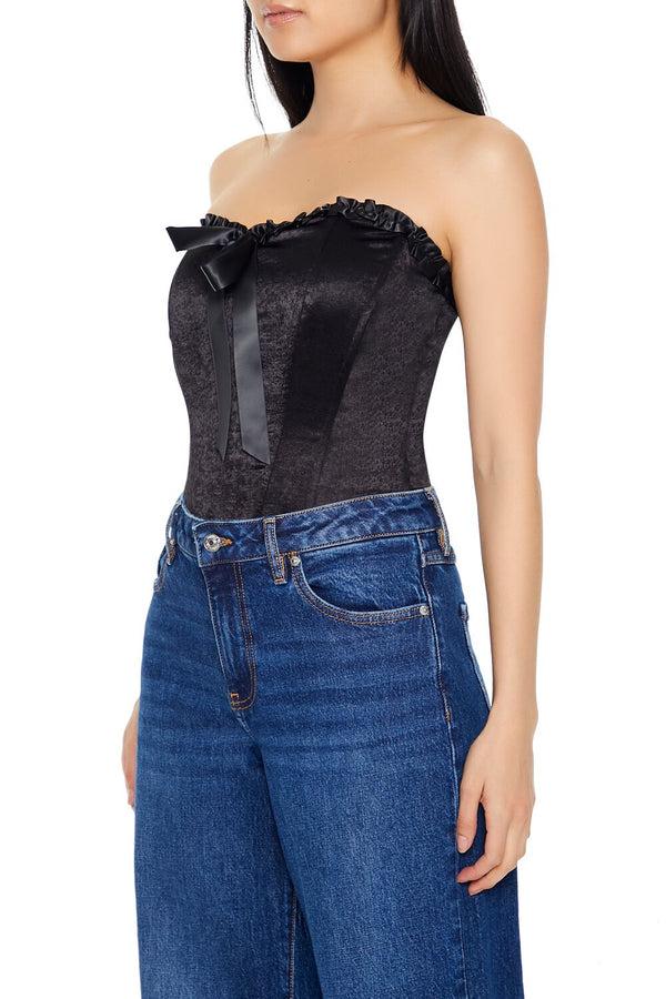 Forever 21 Satin Corset Bow Tube Top