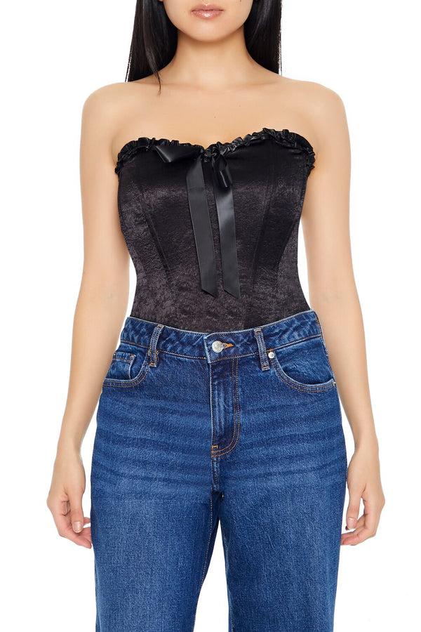 forever 21 Satin Corset Bow Tube Top