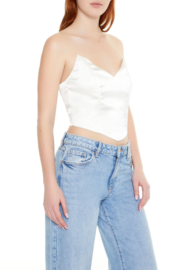 Forever 21 Satin Cropped Tube Top