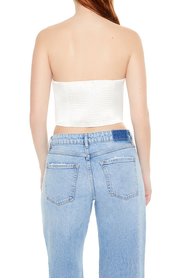 Forever 21 Satin Cropped Tube Top