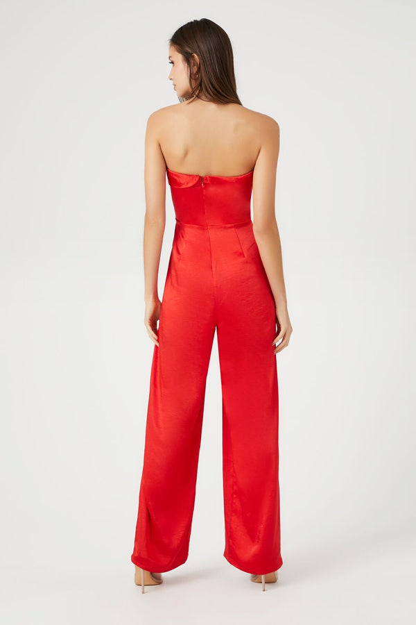 Forever 21 Satin Foldover Strapless Jumpsuit