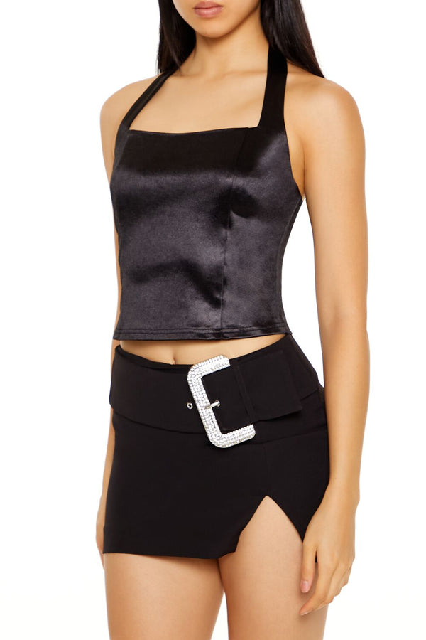 Forever 21 Satin Halter Crop Top