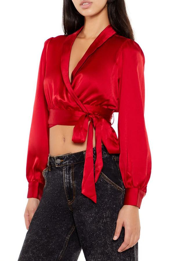 Forever 21 Satin Wrap Crop Top