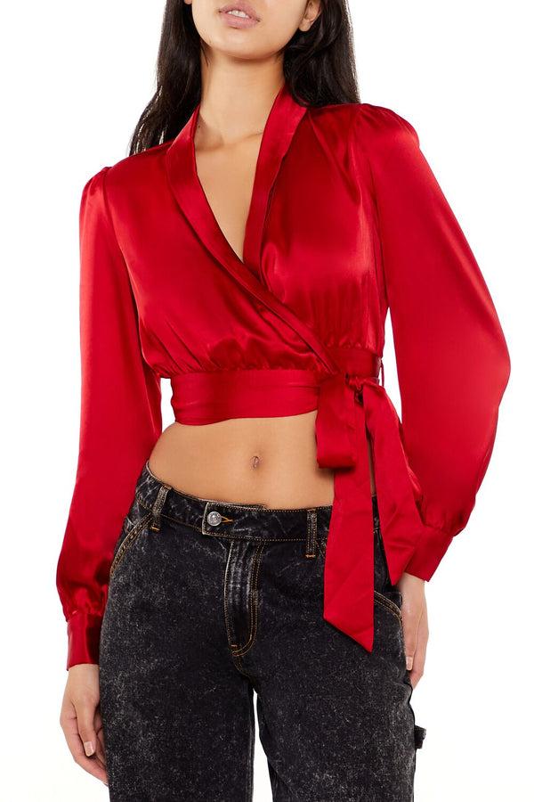 forever 21 Satin Wrap Crop Top