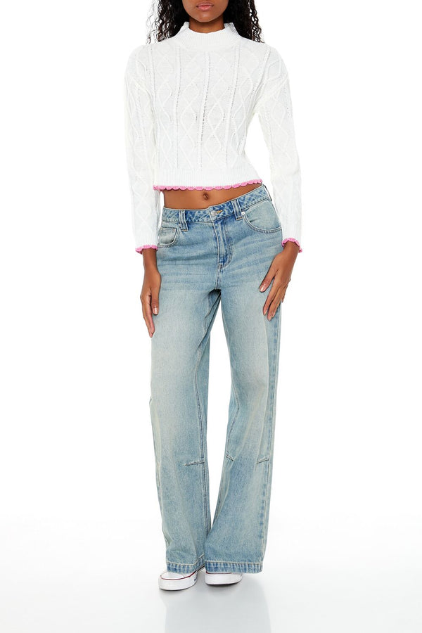 Forever 21 Scalloped Cable Knit Sweater