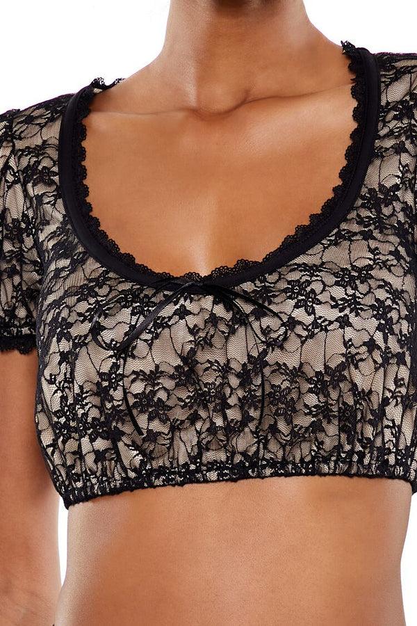 Forever 21 Scalloped Lace Crop Top