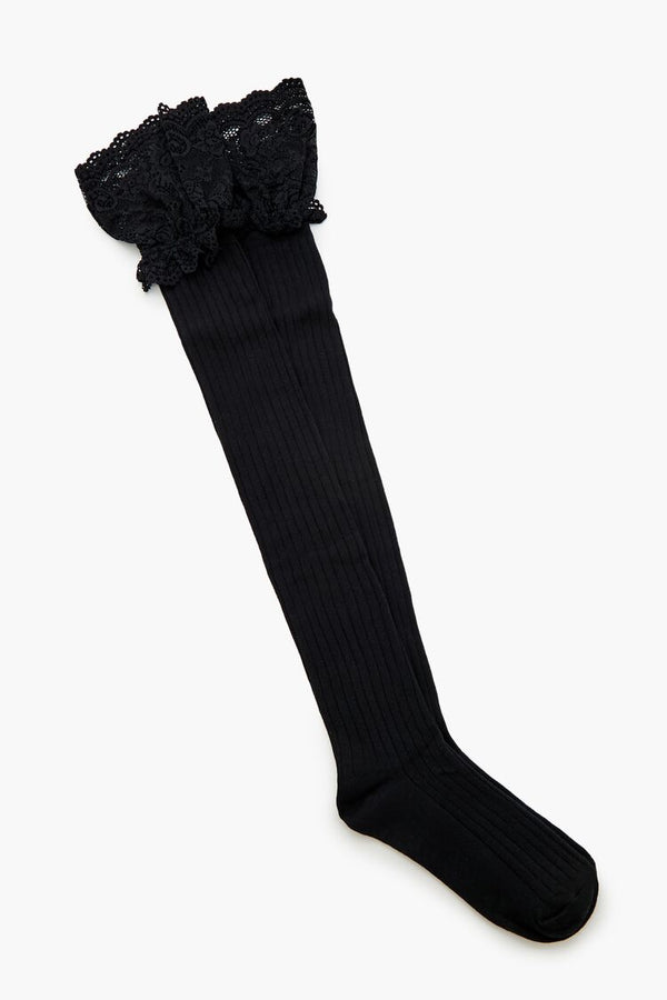 Forever 21 Scalloped Lace Thigh-High Socks