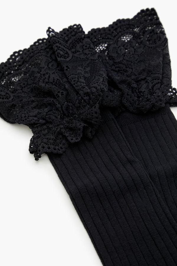 Forever 21 Scalloped Lace Thigh-High Socks