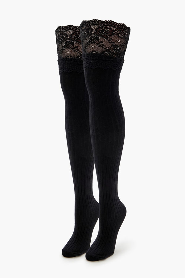 forever 21 Scalloped Lace Thigh-High Socks