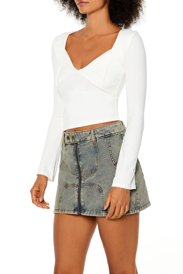 Forever 21 Seamless Knit V-Neck Crop Top