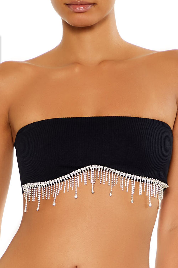 Forever 21 Seamless Rhinestone Fringe Bralette