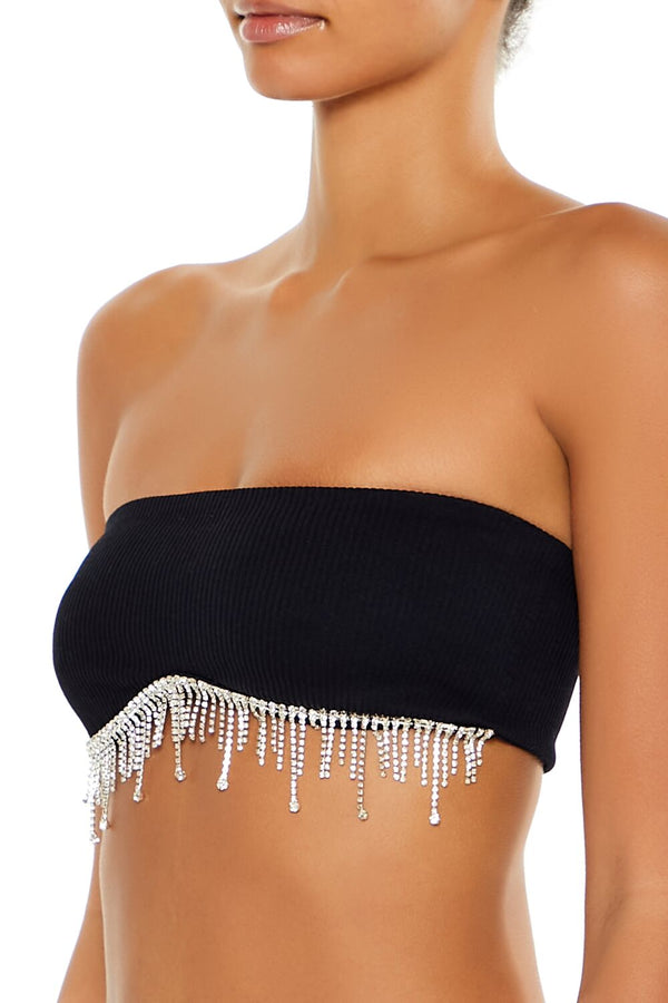 Forever 21 Seamless Rhinestone Fringe Bralette