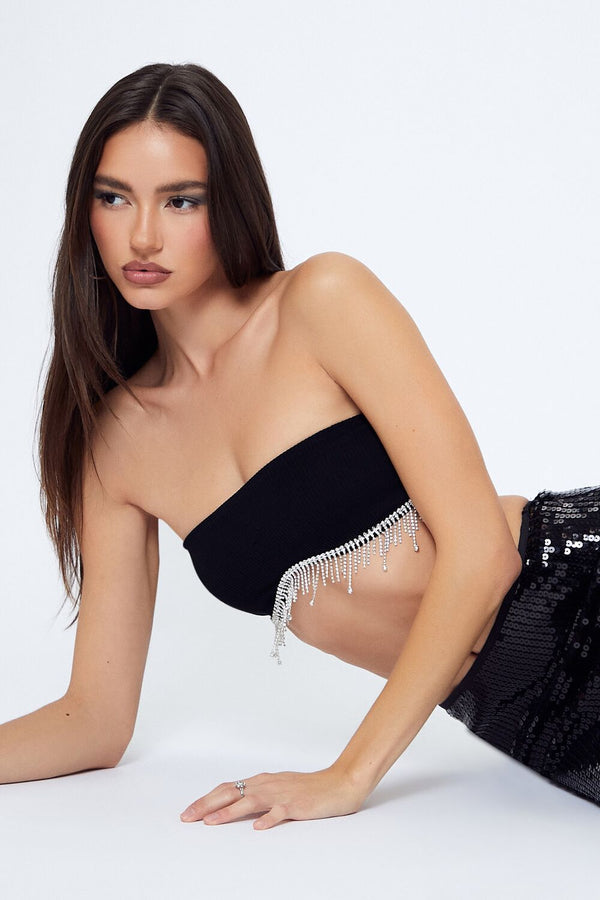 forever 21 Seamless Rhinestone Fringe Bralette